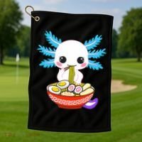 Kawaii Axolotl Eating Ramen Noodles Teens Golf Towel thumb 1