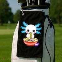 Kawaii Axolotl Eating Ramen Noodles Teens Golf Towel thumb 2