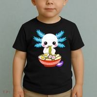 Kawaii Axolotl Eating Ramen Noodles Teens Toddler T-Shirt thumb 2