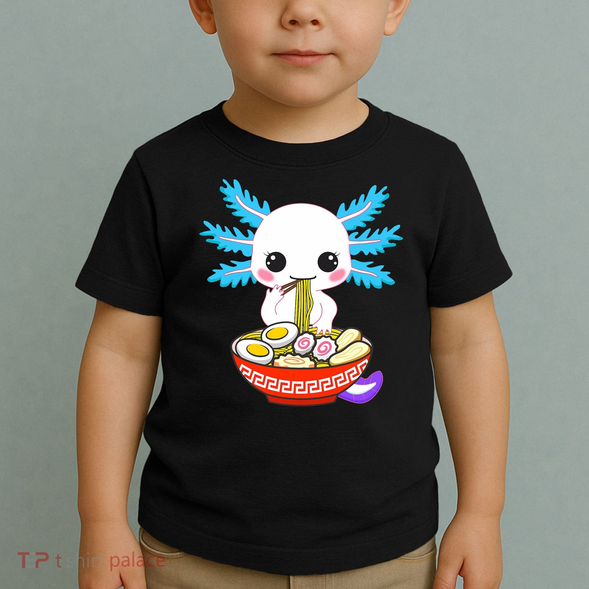 Kawaii Axolotl Eating Ramen Noodles Teens Toddler T-Shirt