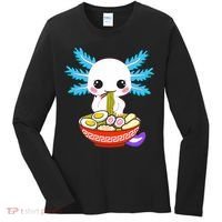 Kawaii Axolotl Eating Ramen Noodles Teens Women's Long Sleeve Shirt thumb 0