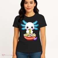 Kawaii Axolotl Eating Ramen Noodles Teens Women's T-Shirt thumb 4