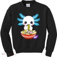 Kawaii Axolotl Eating Ramen Noodles Teens Kids Sweatshirt thumb 0