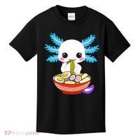 Kawaii Axolotl Eating Ramen Noodles Teens Kids T-Shirt thumb 0