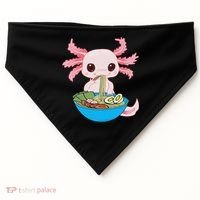 Kawaii Axolotl Eating Ra Noodles Anime  USA-Made Doggie Bandana thumb 0