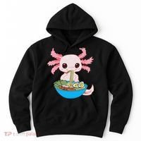 Kawaii Axolotl Eating Ra Noodles Anime  Hoodie thumb 0