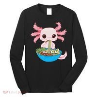 Kawaii Axolotl Eating Ra Noodles Anime  Long Sleeve Shirt thumb 0