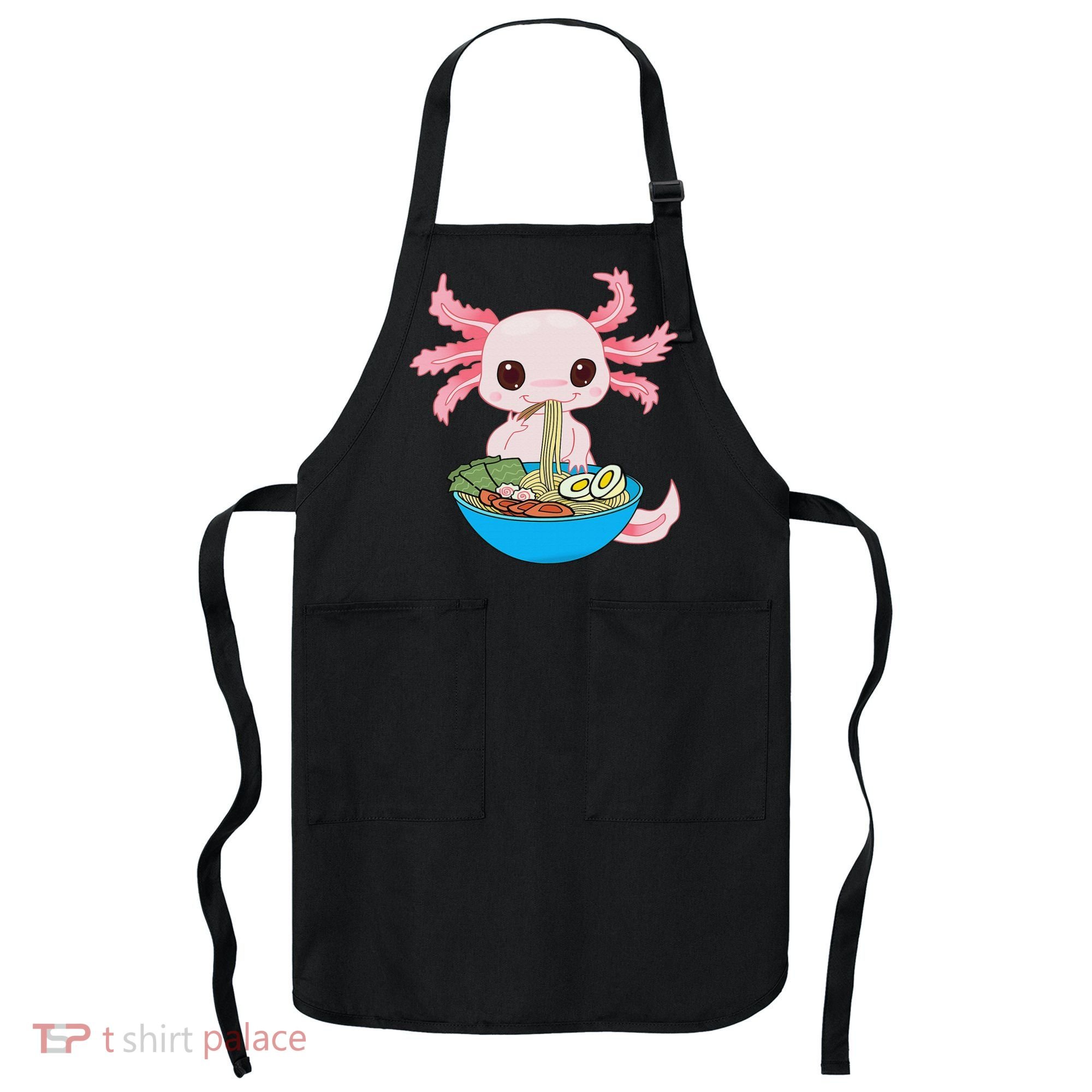 Kawaii Axolotl Eating Ra Noodles Anime  Apron