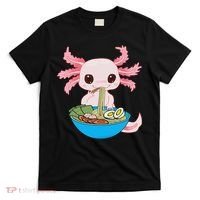 Kawaii Axolotl Eating Ra Noodles Anime  T-Shirt thumb 0