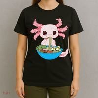 Kawaii Axolotl Eating Ra Noodles Anime  T-Shirt thumb 4