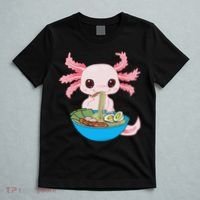 Kawaii Axolotl Eating Ra Noodles Anime  T-Shirt thumb 5
