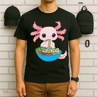 Kawaii Axolotl Eating Ra Noodles Anime  T-Shirt thumb 6