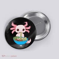 Kawaii Axolotl Eating Ra Noodles Anime  Button thumb 0