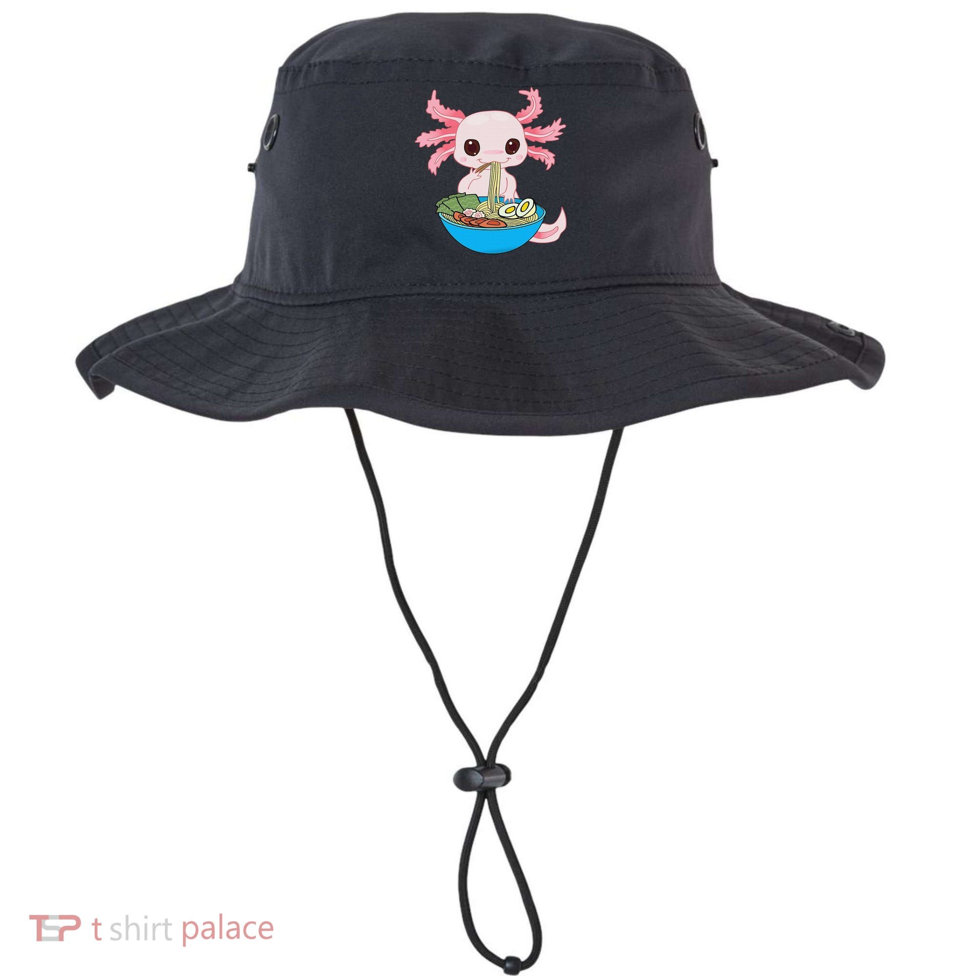 Kawaii Axolotl Eating Ra Noodles Anime  Bucket Hat
