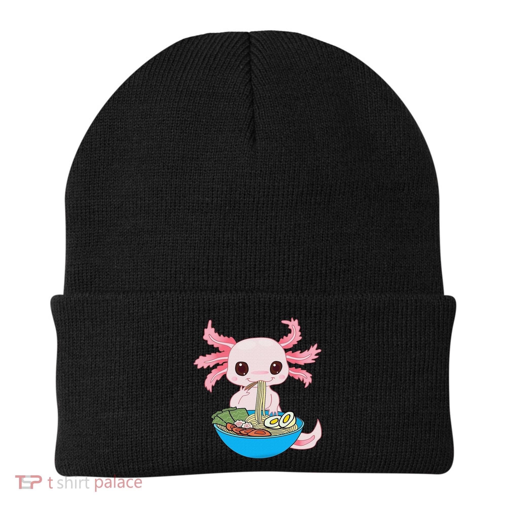 Kawaii Axolotl Eating Ra Noodles Anime  Beanie