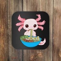 Kawaii Axolotl Eating Ra Noodles Anime  Coaster thumb 0