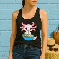 Kawaii Axolotl Eating Ra Noodles Anime  Women's Tank Top thumb 2