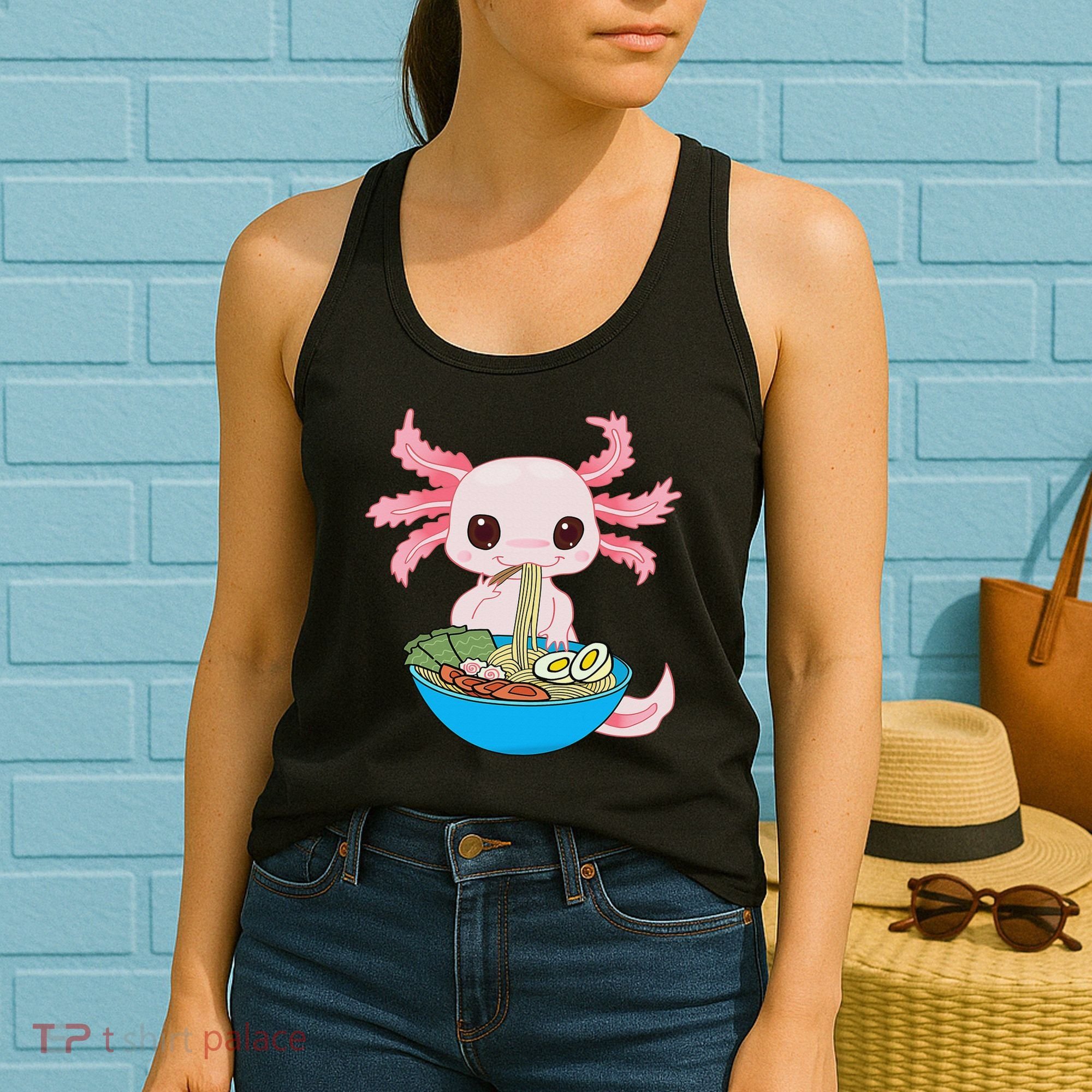 Kawaii Axolotl Eating Ra Noodles Anime  Women's Tank Top