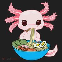 Kawaii Axolotl Eating Ra Noodles Anime  Hat thumb 2