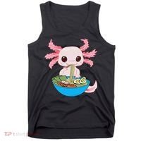 Kawaii Axolotl Eating Ra Noodles Anime  Tank Top thumb 0