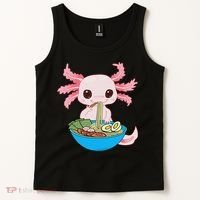 Kawaii Axolotl Eating Ra Noodles Anime  Tank Top thumb 2