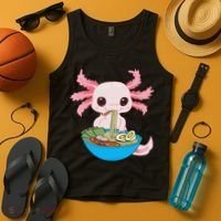 Kawaii Axolotl Eating Ra Noodles Anime  Tank Top thumb 4