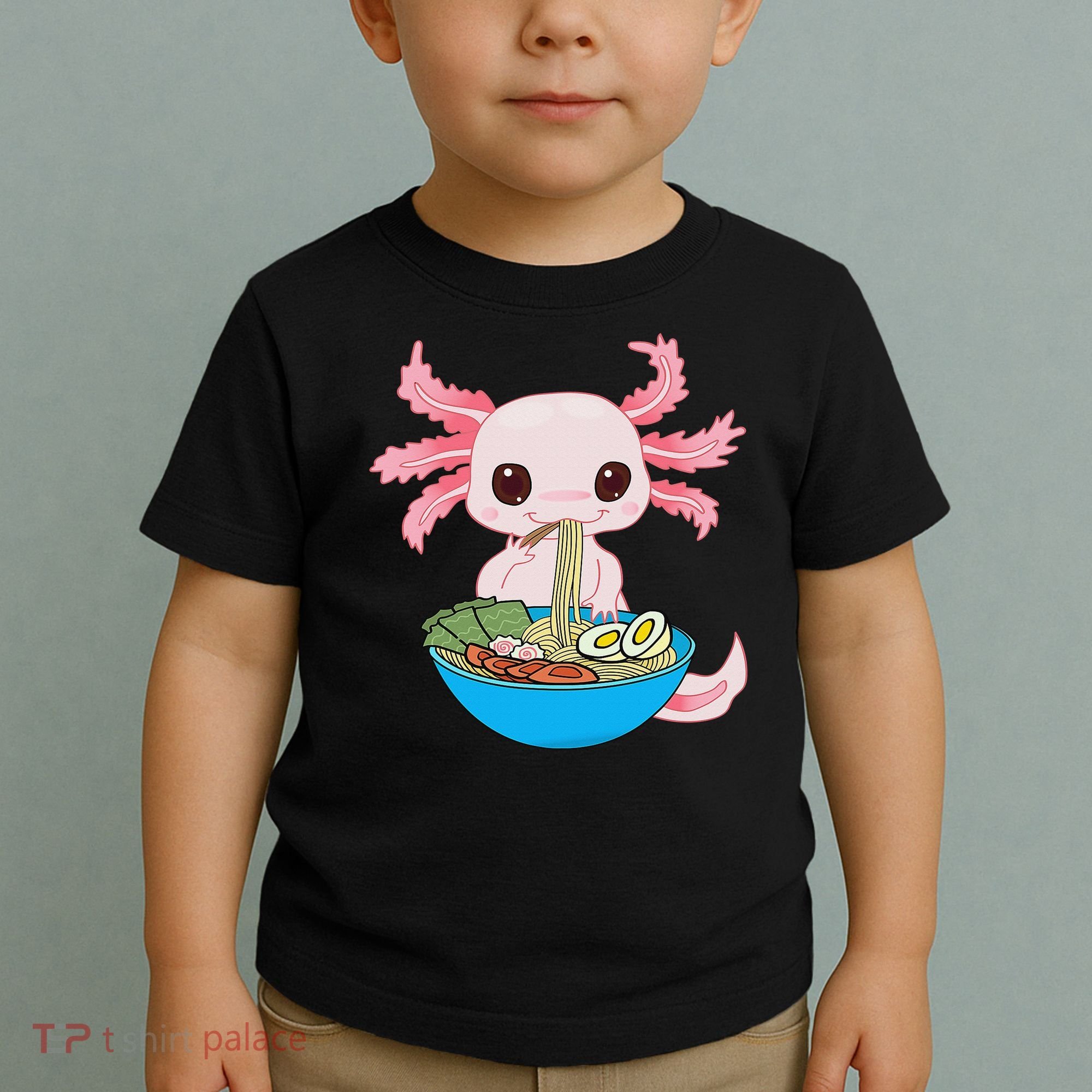 Kawaii Axolotl Eating Ra Noodles Anime  Toddler T-Shirt