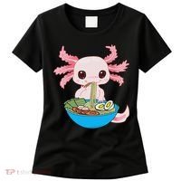 Kawaii Axolotl Eating Ra Noodles Anime  Women's T-Shirt thumb 0