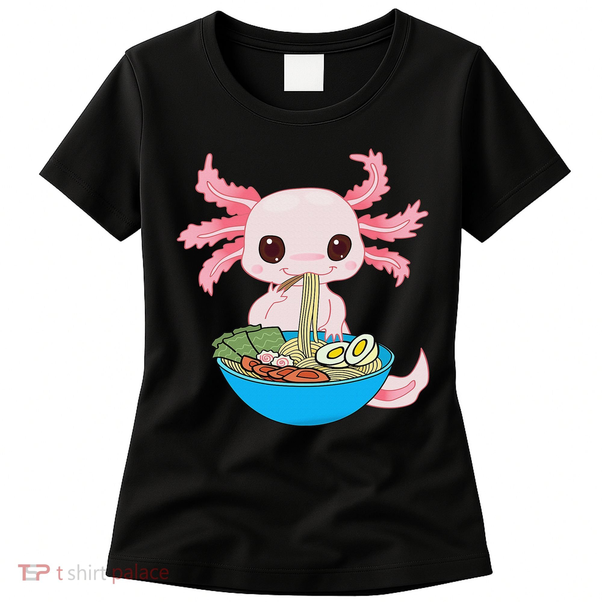 Kawaii Axolotl Eating Ra Noodles Anime  Women's T-Shirt