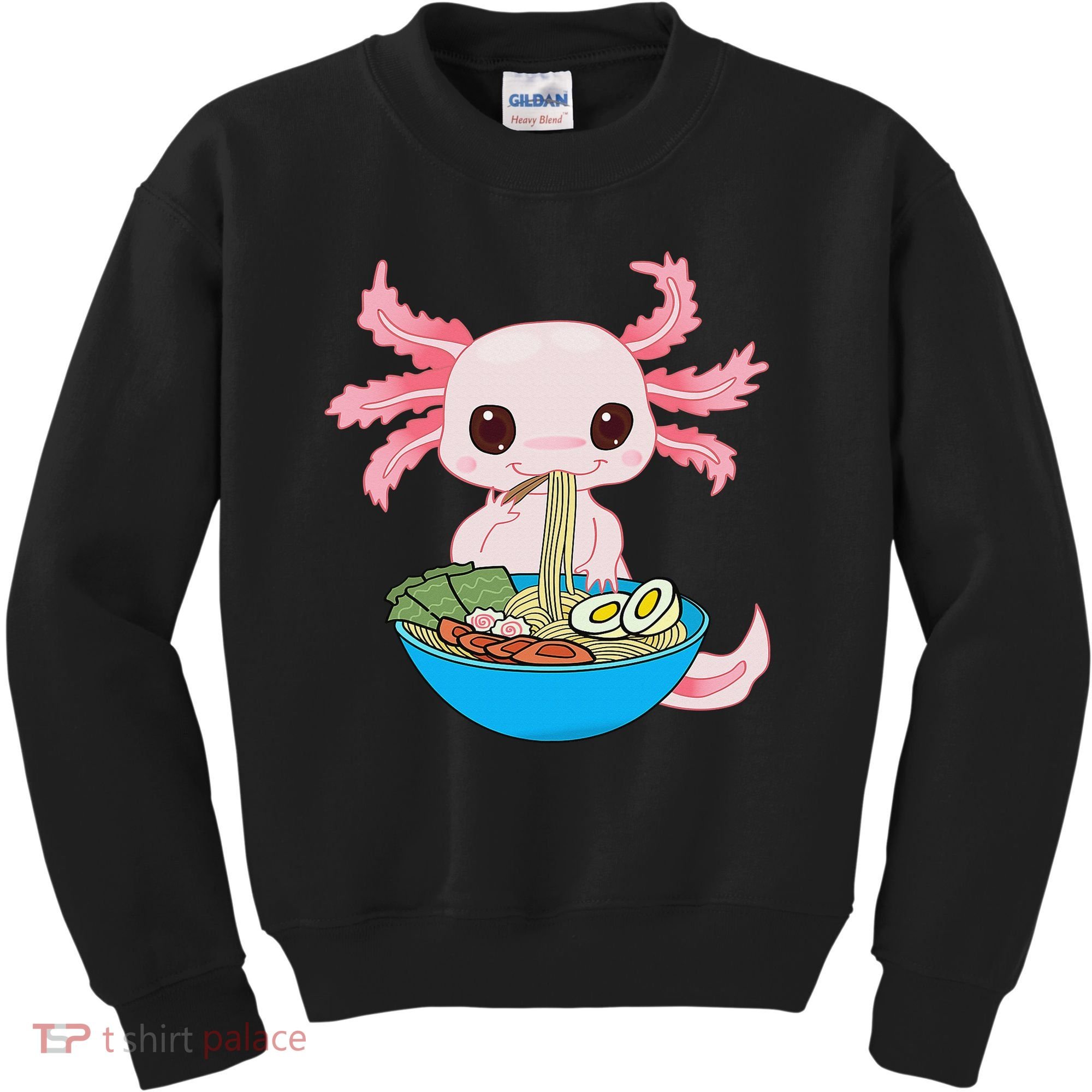 Kawaii Axolotl Eating Ra Noodles Anime  Kids Sweatshirt