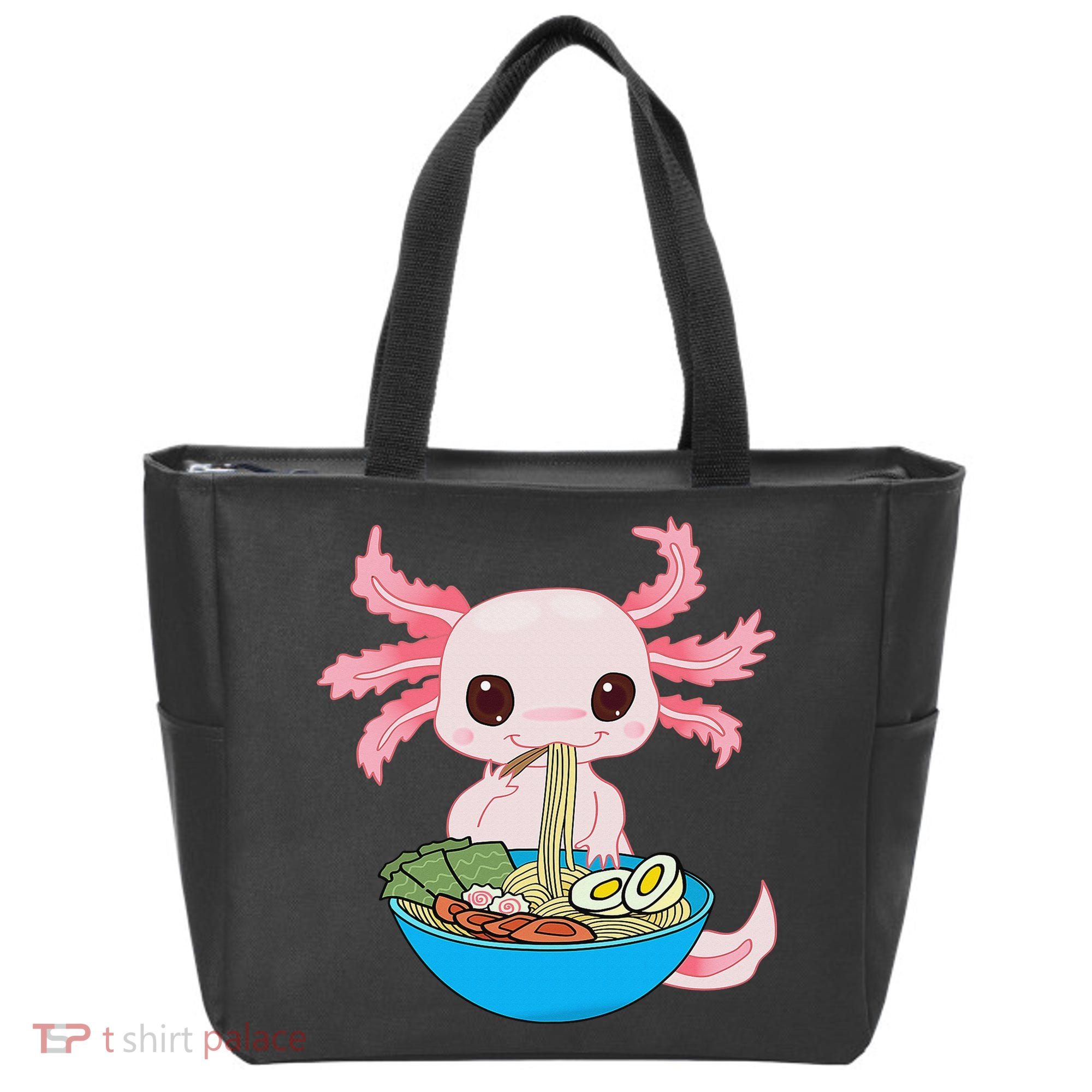 Kawaii Axolotl Eating Ra Noodles Anime  Tote Bag