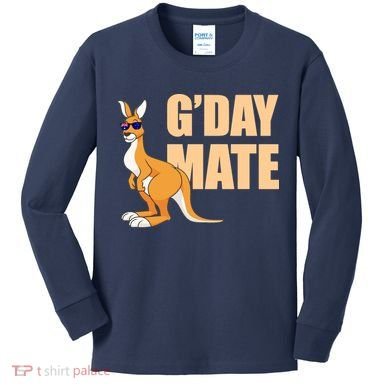 Kangaroo Australia G'Day Mate Australian Symbol Kids Long Sleeve Shirt