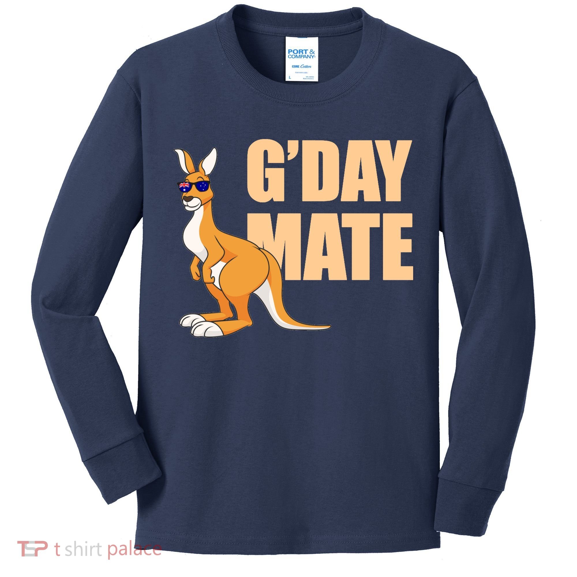 Kangaroo Australia G'Day Mate Australian Symbol Kids Long Sleeve Shirt