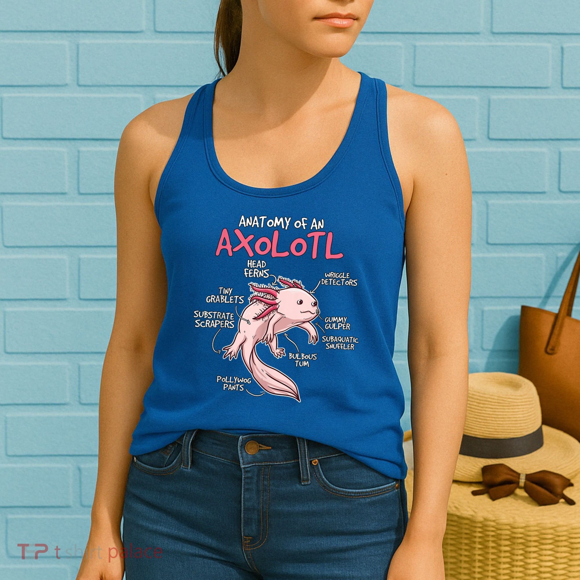 Kids Axolotl Gift Axolotl Stuff Anatomy Of An Axolotl Women's Tank Top