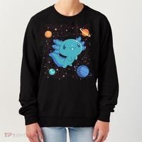 Kawaii Axolotl In Space With Planets Cute Japanese Science Women's Sweatshirt thumb 0
