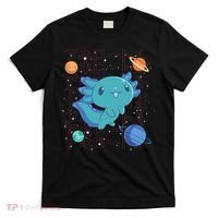 Kawaii Axolotl In Space With Planets Cute Japanese Science T-Shirt thumb 0