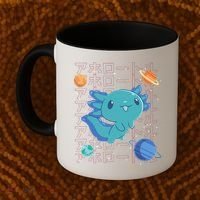 Kawaii Axolotl In Space With Planets Cute Japanese Science Coffee Mug thumb 2