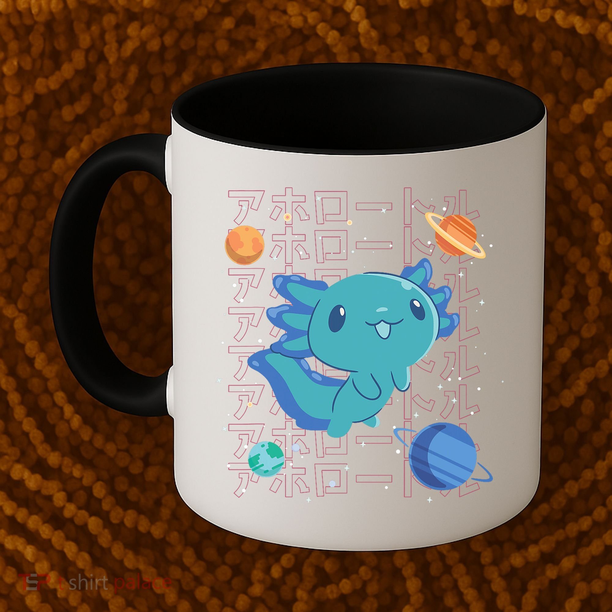 Kawaii Axolotl In Space With Planets Cute Japanese Science Coffee Mug
