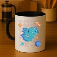 Kawaii Axolotl In Space With Planets Cute Japanese Science Coffee Mug thumb 4