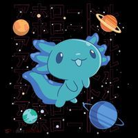 Kawaii Axolotl In Space With Planets Cute Japanese Science Coffee Mug thumb 5