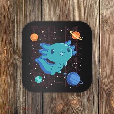 Kawaii Axolotl In Space With Planets Cute Japanese Science Coaster