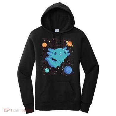Kawaii Axolotl In Space With Planets Cute Japanese Science Women's Hoodie