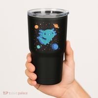 Kawaii Axolotl In Space With Planets Cute Japanese Science Tumbler thumb 2