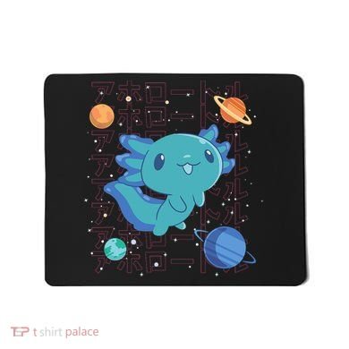 Kawaii Axolotl In Space With Planets Cute Japanese Science Mousepad