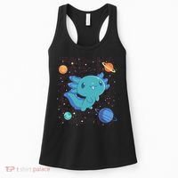 Kawaii Axolotl In Space With Planets Cute Japanese Science Women's Tank Top thumb 0