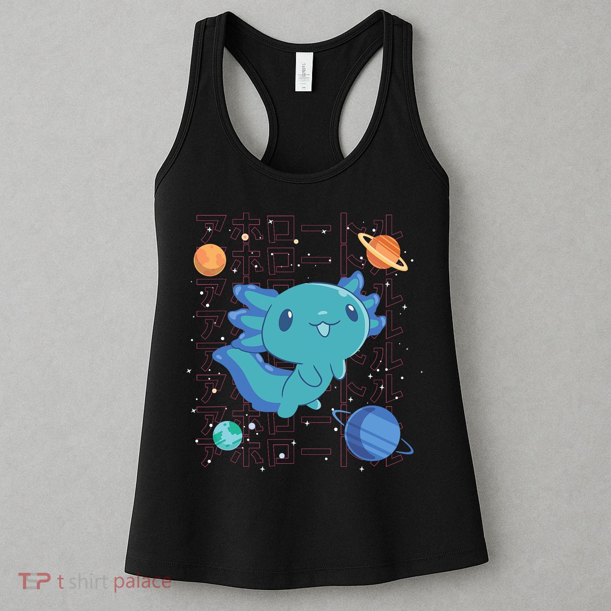 Kawaii Axolotl In Space With Planets Cute Japanese Science Women's Tank Top