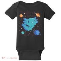 Kawaii Axolotl In Space With Planets Cute Japanese Science Baby Bodysuit thumb 0