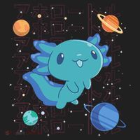 Kawaii Axolotl In Space With Planets Cute Japanese Science Hat thumb 2