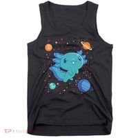 Kawaii Axolotl In Space With Planets Cute Japanese Science Tank Top thumb 0