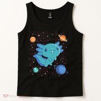Kawaii Axolotl In Space With Planets Cute Japanese Science Tank Top thumb 2